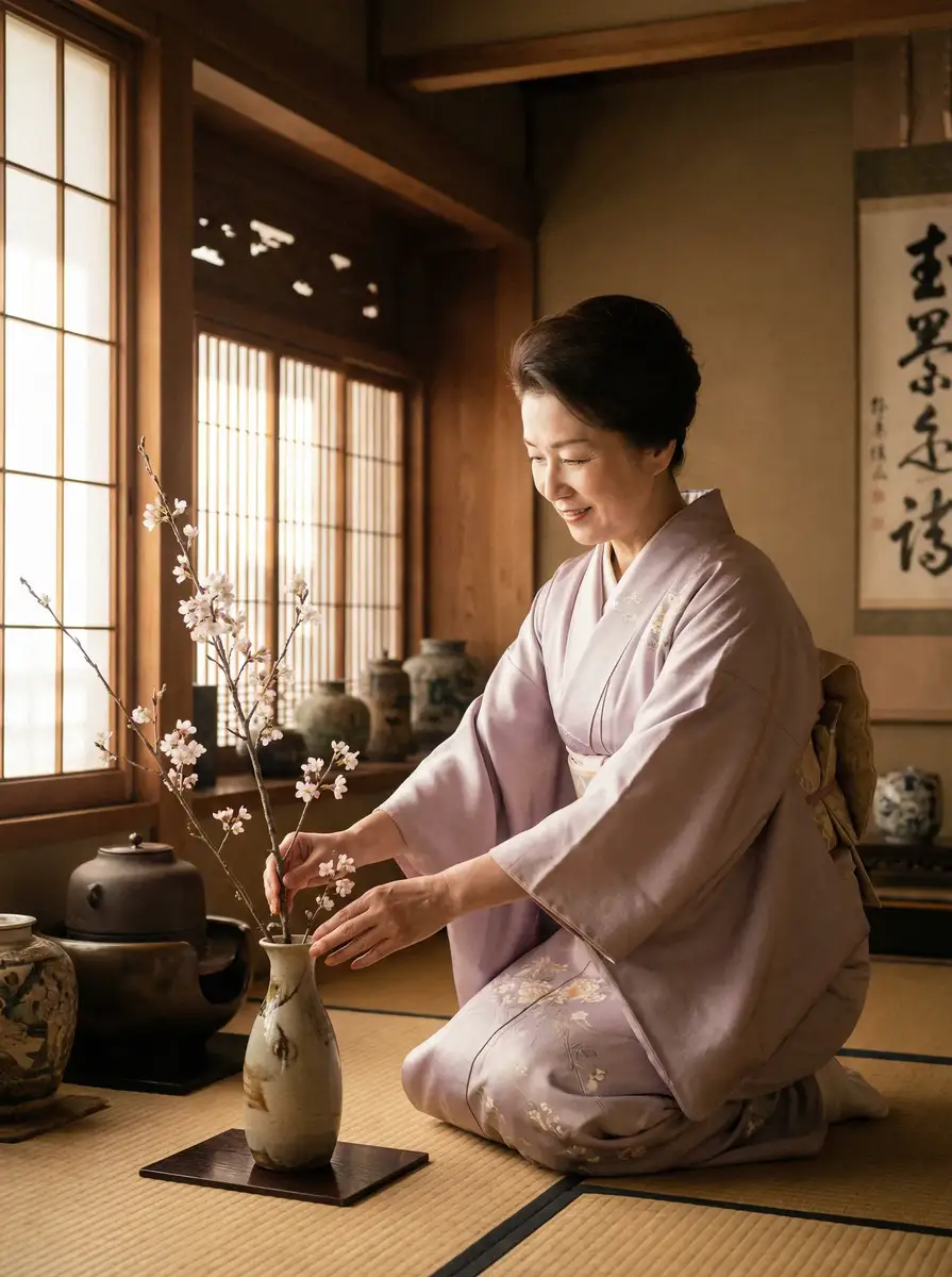 一位优雅的 香蕉视频 - 香蕉视频免费播放平台 | 高清香蕉视频每日更新 在和室中插花